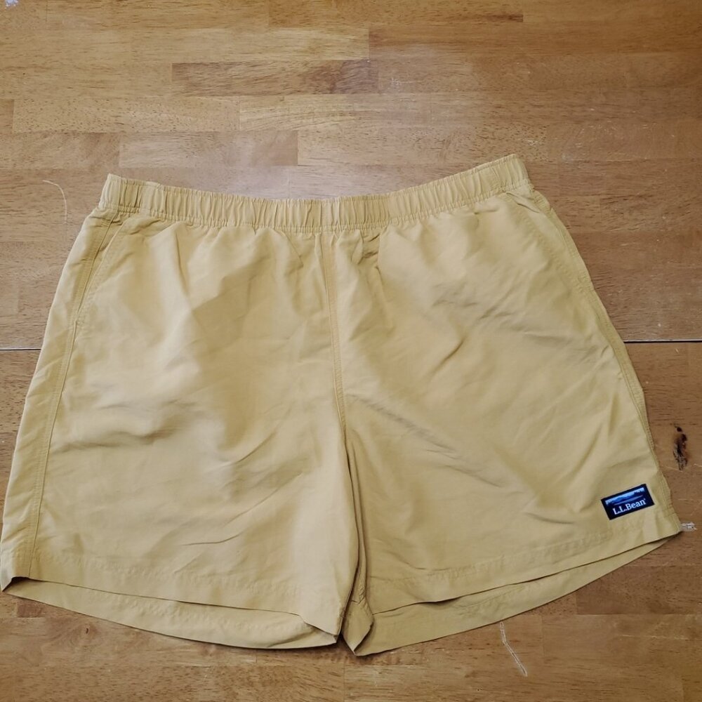 LL Bean Swim Shorts Mens XL Yellow Mesh Lined Supplex Trunks Board Shorts 503782